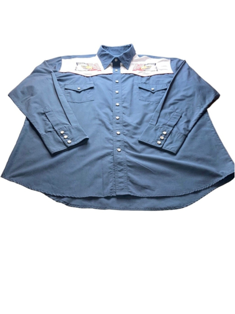 Vintage High Noon Western Shirt Men Xl Pearl Snap US Flag 4th July Patriot